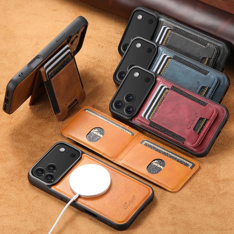 For iPhone 13 Pro Max Suteni H17 Oil Eax Leather MagSafe Detachable Wallet Phone Case(Red) - HoMEdemic™ 