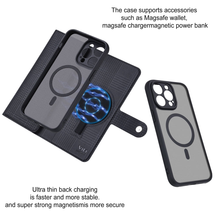 For iPhone 13 Pro Max ViLi GHA Series Shockproof MagSafe RFID Leather Attraction Horizontal Flip Phone Case(Black) - HoMEdemic™ 
