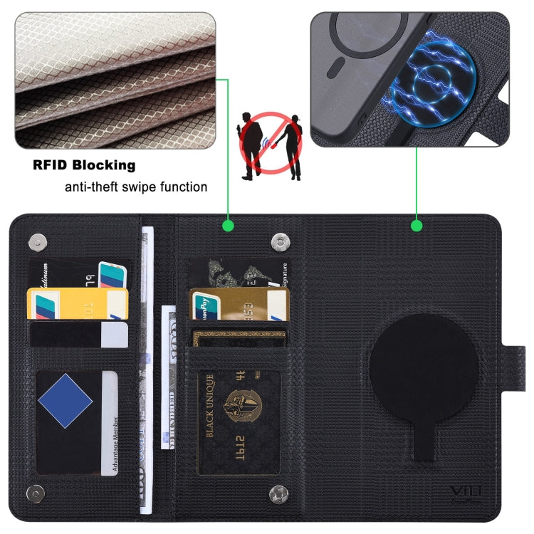 For iPhone 13 Pro Max ViLi GHA Series Shockproof MagSafe RFID Leather Attraction Horizontal Flip Phone Case(Black) - HoMEdemic™ 