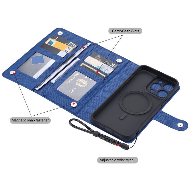 For iPhone 13 Pro Max ViLi GHA Series Shockproof MagSafe RFID Leather Attraction Horizontal Flip Phone Case(Blue) - HoMEdemic™ 