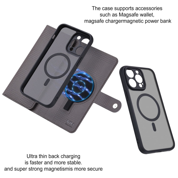 For iPhone 13 Pro Max ViLi GHA Series Shockproof MagSafe RFID Leather Attraction Horizontal Flip Phone Case(Grey) - HoMEdemic™ 