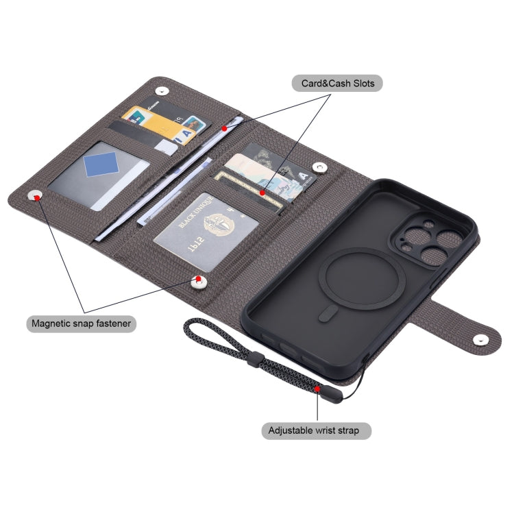 For iPhone 13 Pro Max ViLi GHA Series Shockproof MagSafe RFID Leather Attraction Horizontal Flip Phone Case(Grey) - HoMEdemic™ 