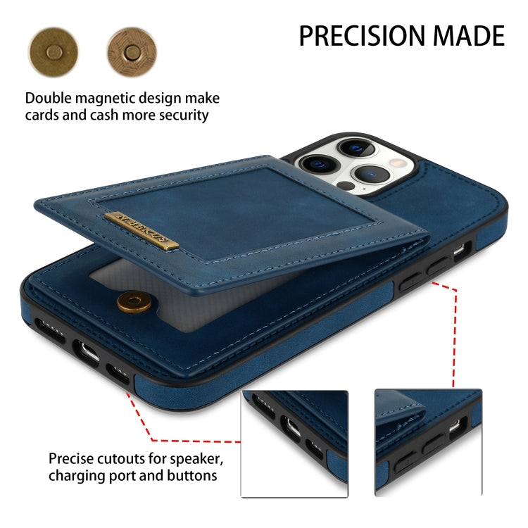 For iPhone 13 Pro N.BEKUS Vertical Flip Card Slot RFID Phone Case (Blue) - HoMEdemic™ 