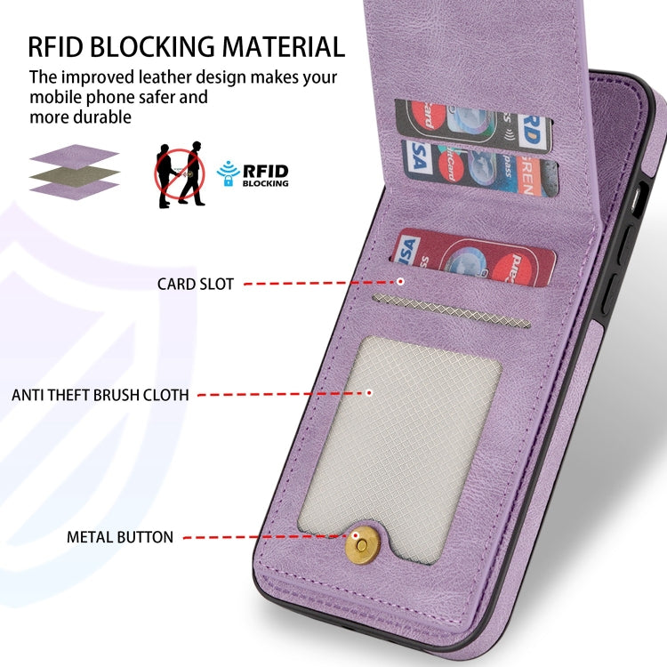 For iPhone 13 Pro N.BEKUS Vertical Flip Card Slot RFID Phone Case (Purple) - HoMEdemic™ 