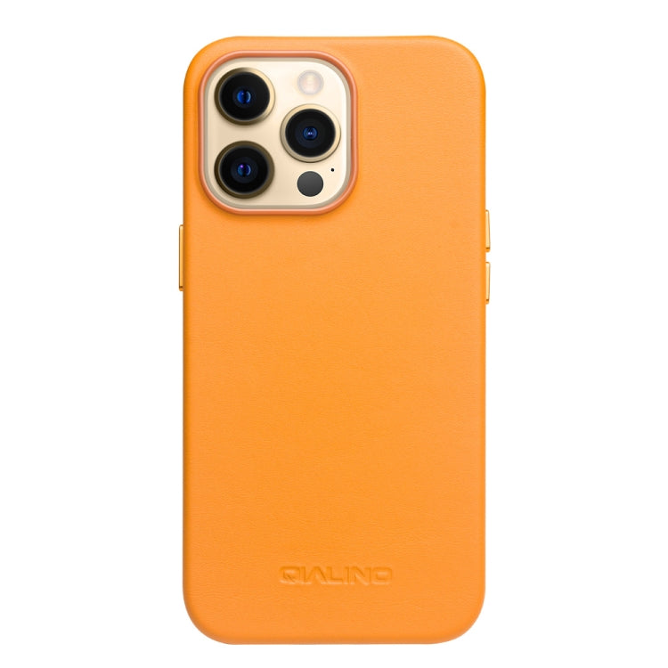 For iPhone 13 Pro QIALINO Nappa Cowhide MagSafe Magnetic Protective Case (Orange) - HoMEdemic™ 
