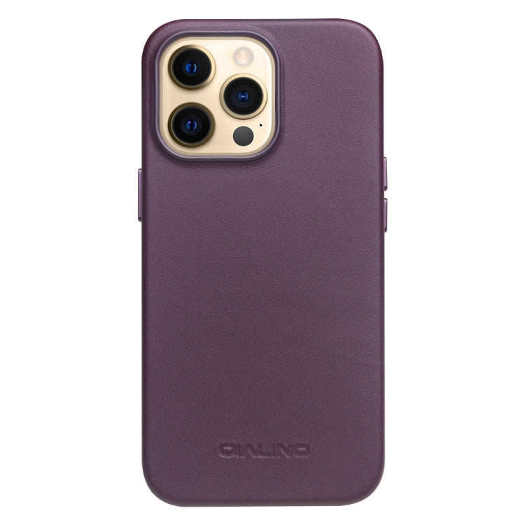For iPhone 13 Pro QIALINO Nappa Cowhide MagSafe Magnetic Protective Case (Purple Crystal) - HoMEdemic™ 