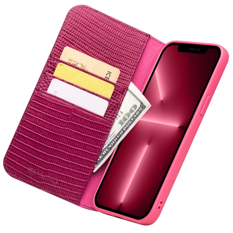 For iPhone 13 Pro QIALINO Small Crocodile Texture Horizontal Flip Leather Case with Holder & Card Slots & Wallet (Rose Red) - HoMEdemic™ 