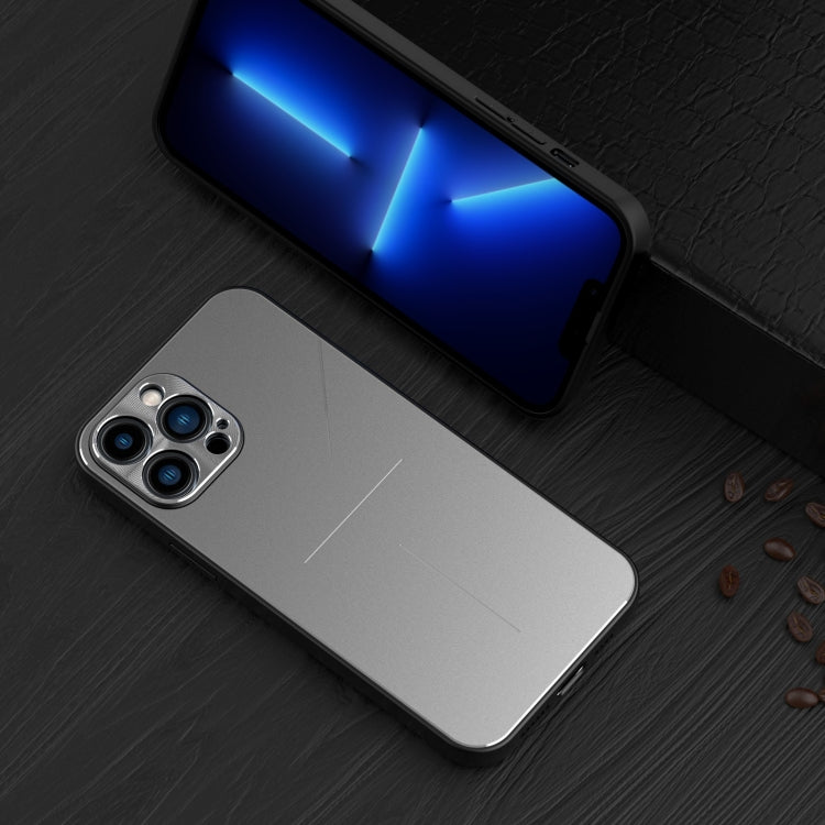 For iPhone 13 Pro R-JUST RJ-52 3-Line Style Metal TPU Shockproof Protective Case (Silver) - HoMEdemic™ 