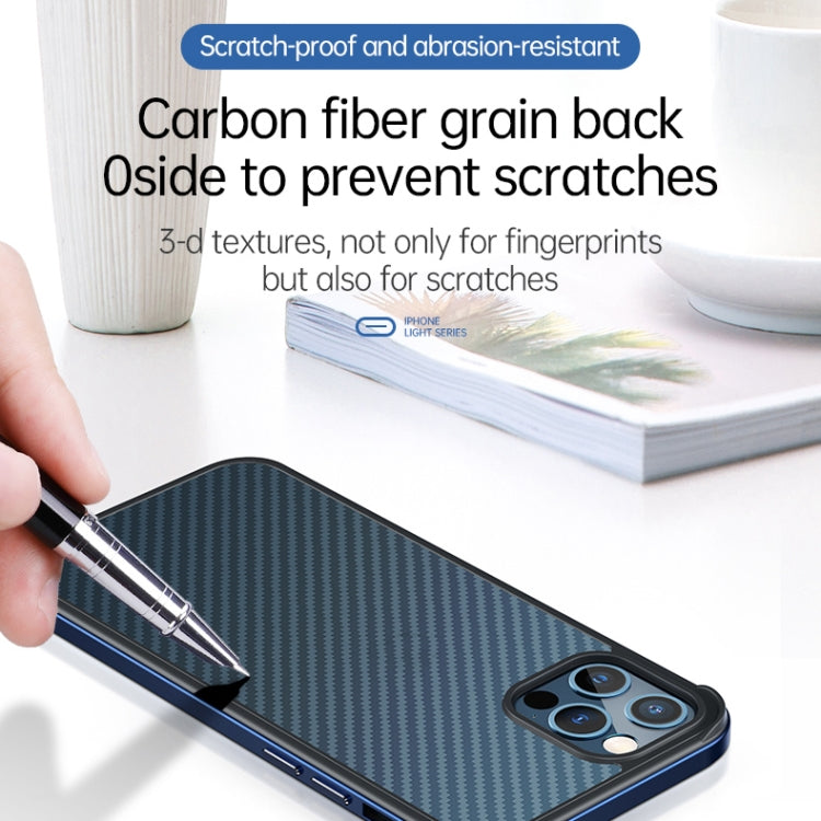 For iPhone 13 Pro SULADA Luxury 3D Carbon Fiber Textured Metal + TPU Frame Phone Case(Sea Blue) - HoMEdemic™ 