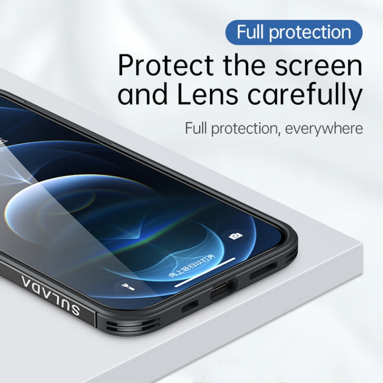 For iPhone 13 Pro SULADA Luxury 3D Carbon Fiber Textured Metal + TPU Frame Phone Case(Sea Blue) - HoMEdemic™ 