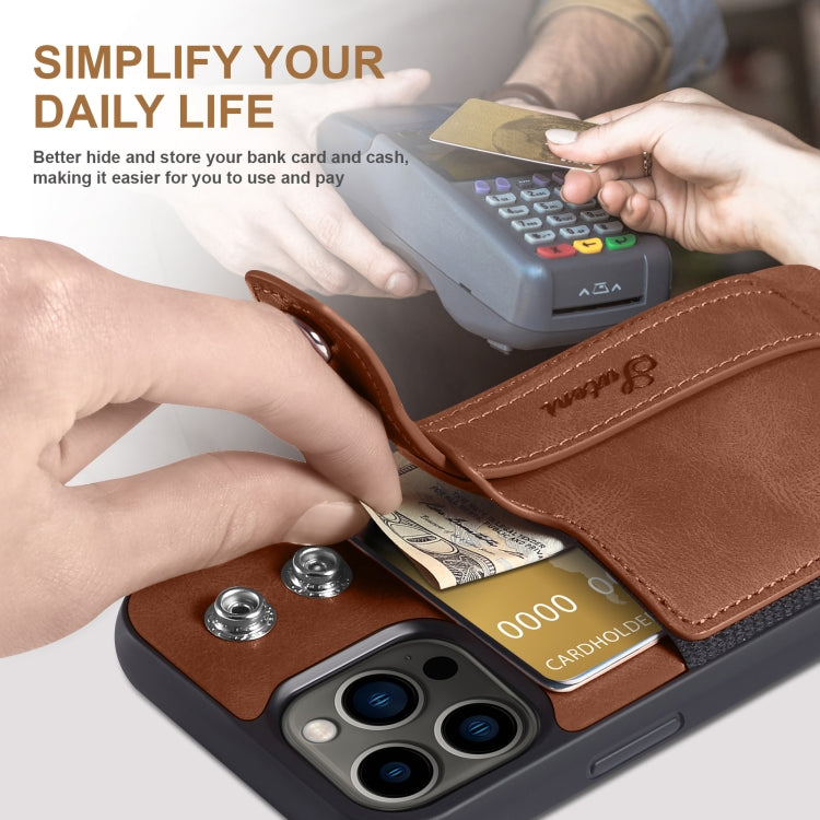 For iPhone 13 Pro Suteni 215 Wrist Strap PU Phone Case (Brown) - HoMEdemic™ 