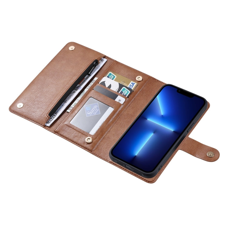 For iPhone 13 Pro ViLi GV Series MagSafe Magnetic Zipper Leather Phone Case(Brown) - HoMEdemic™ 