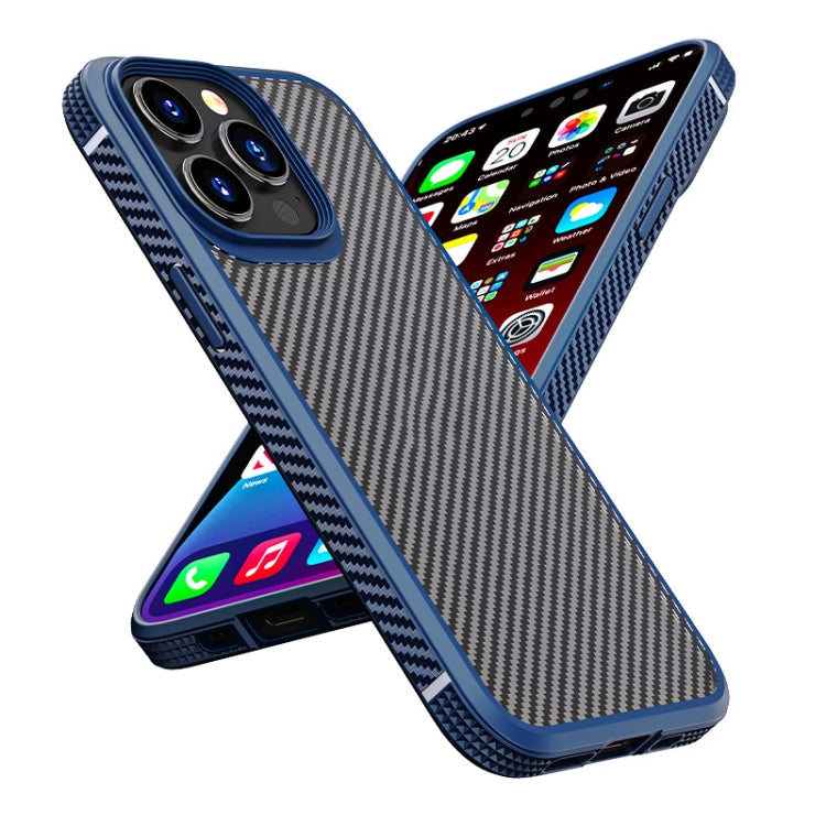 For iPhone 13 Pro iPAKY MG Series Carbon Fiber TPU + PC Shockproof Case (Blue) - HoMEdemic™ 