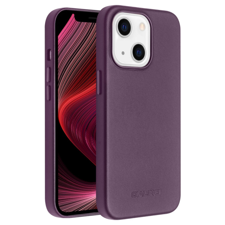 For iPhone 13 QIALINO Nappa Cowhide MagSafe Magnetic Protective Case(Purple Crystal) - HoMEdemic™ 