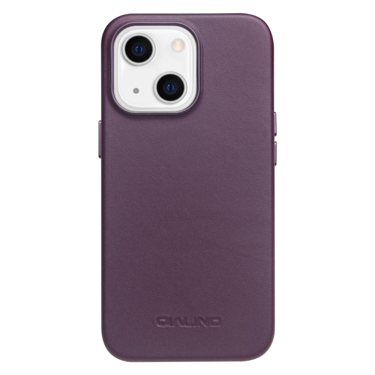 For iPhone 13 QIALINO Nappa Cowhide MagSafe Magnetic Protective Case(Purple Crystal) - HoMEdemic™ 
