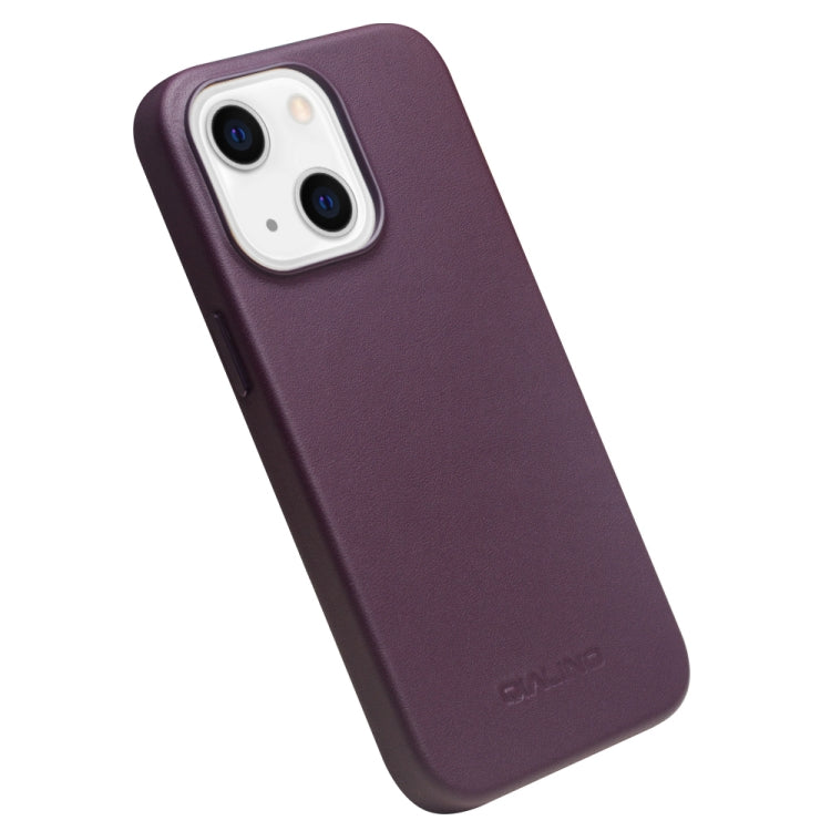For iPhone 13 QIALINO Nappa Cowhide MagSafe Magnetic Protective Case(Purple Crystal) - HoMEdemic™ 