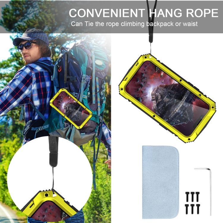 For iPhone 13 R-JUST Shockproof Waterproof Dust-proof Metal + Silicone Protective Case with Holder(Yellow) - HoMEdemic™ 