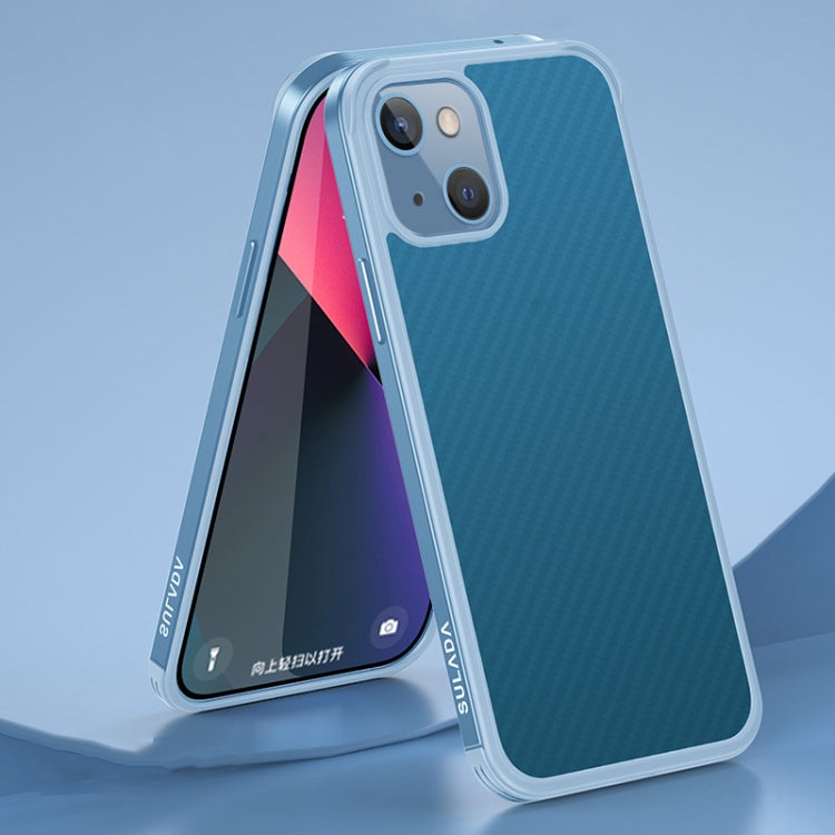 For iPhone 13 SULADA Luxury 3D Carbon Fiber Textured Metal + TPU Frame Phone Case(Sierra Blue) - HoMEdemic™ 