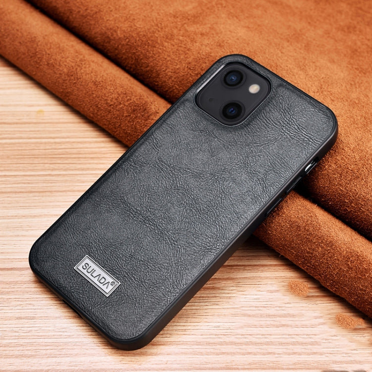 For iPhone 13 SULADA Shockproof TPU + Handmade Leather Protective Case(Black) - HoMEdemic™ 