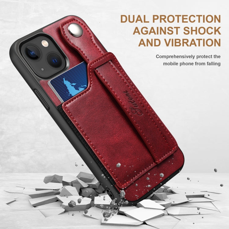 For iPhone 13 Suteni 215 Wrist Strap PU Phone Case(Red) - HoMEdemic™ 