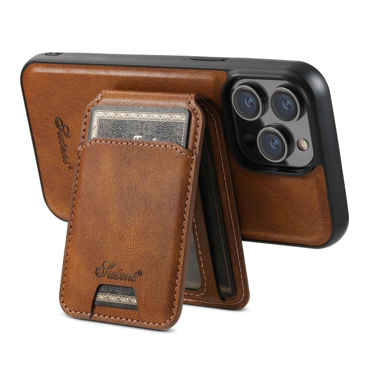 For iPhone 13 Suteni H15 MagSafe Oil Eax Leather Detachable Wallet Back Phone Case(Brown) - HoMEdemic™ 