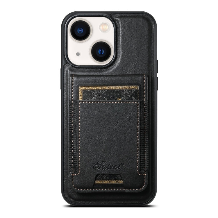 For iPhone 13 Suteni H17 Oil Eax Leather MagSafe Detachable Wallet Phone Case(Black) - HoMEdemic™ 
