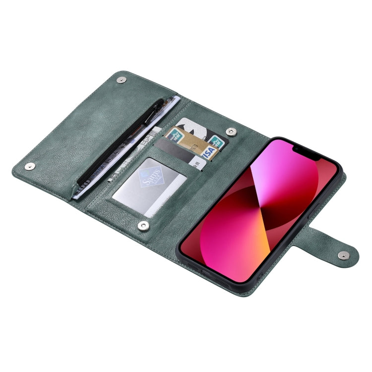 For iPhone 13 ViLi GV Series MagSafe Magnetic Zipper Leather Phone Case(Green) - HoMEdemic™ 