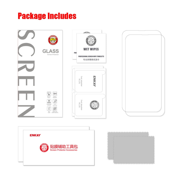 For iPhone 13 mini 2pcs ENKAY Hat-Prince 0.26mm 9H 2.5D Curved Edge Tempered Glass Screen Protector - HoMEdemic™ 