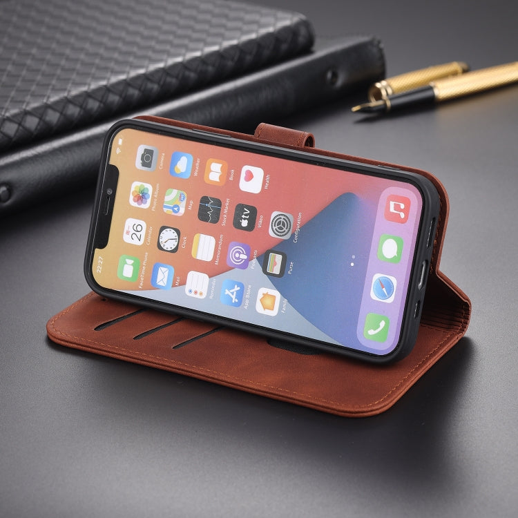 For iPhone 13 mini AZNS Skin Feel Calf Texture Horizontal Flip Leather Case with Card Slots & Holder & Wallet (Brown) - HoMEdemic™ 