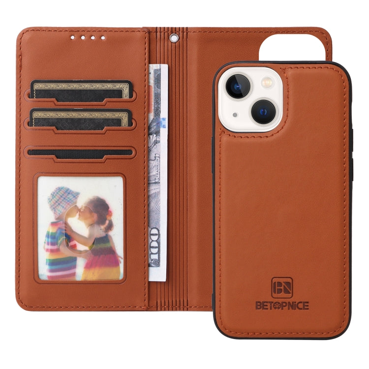 For iPhone 13 mini BETOPNICE BN-005 2 in 1 Detachable Imitate Genuine Leather Phone Case(Brown) - HoMEdemic™ 
