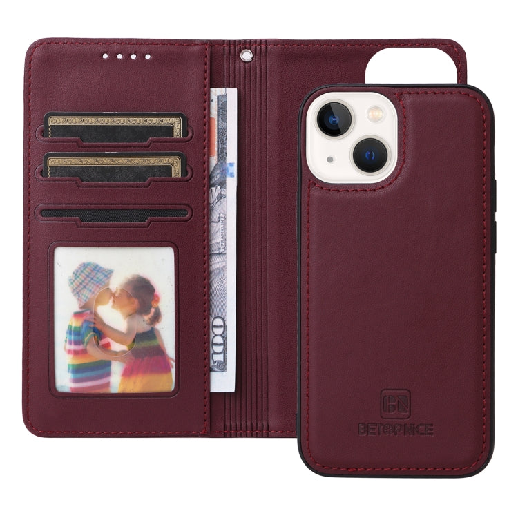 For iPhone 13 mini BETOPNICE BN-005 2 in 1 Detachable Imitate Genuine Leather Phone Case(Wine Red) - HoMEdemic™ 