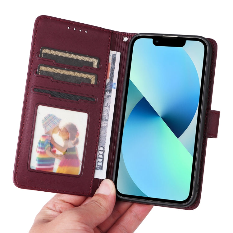 For iPhone 13 mini BETOPNICE BN-005 2 in 1 Detachable Imitate Genuine Leather Phone Case(Wine Red) - HoMEdemic™ 