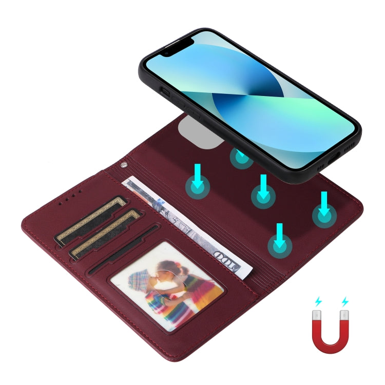 For iPhone 13 mini BETOPNICE BN-005 2 in 1 Detachable Imitate Genuine Leather Phone Case(Wine Red) - HoMEdemic™ 