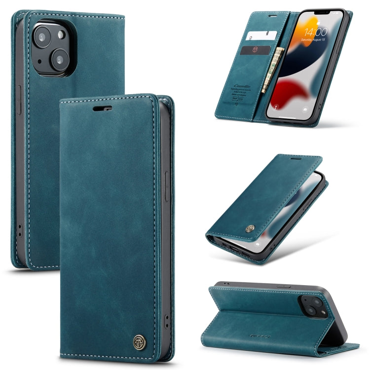 For iPhone 13 mini CaseMe-013 Multifunctional Retro Frosted Horizontal Flip Leather Case with Card Slot & Holder & Wallet (Blue) - HoMEdemic™ 