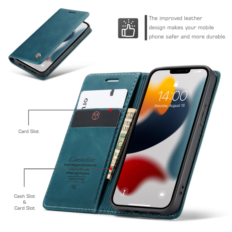 For iPhone 13 mini CaseMe-013 Multifunctional Retro Frosted Horizontal Flip Leather Case with Card Slot & Holder & Wallet (Blue) - HoMEdemic™ 