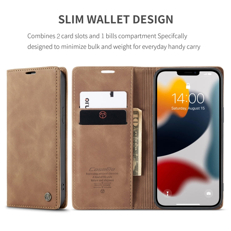 For iPhone 13 mini CaseMe-013 Multifunctional Retro Frosted Horizontal Flip Leather Case with Card Slot & Holder & Wallet (Brown) - HoMEdemic™ 