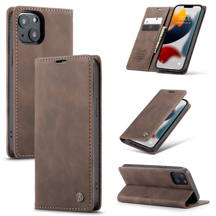 For iPhone 13 mini CaseMe-013 Multifunctional Retro Frosted Horizontal Flip Leather Case with Card Slot & Holder & Wallet (Coffee) - HoMEdemic™ 