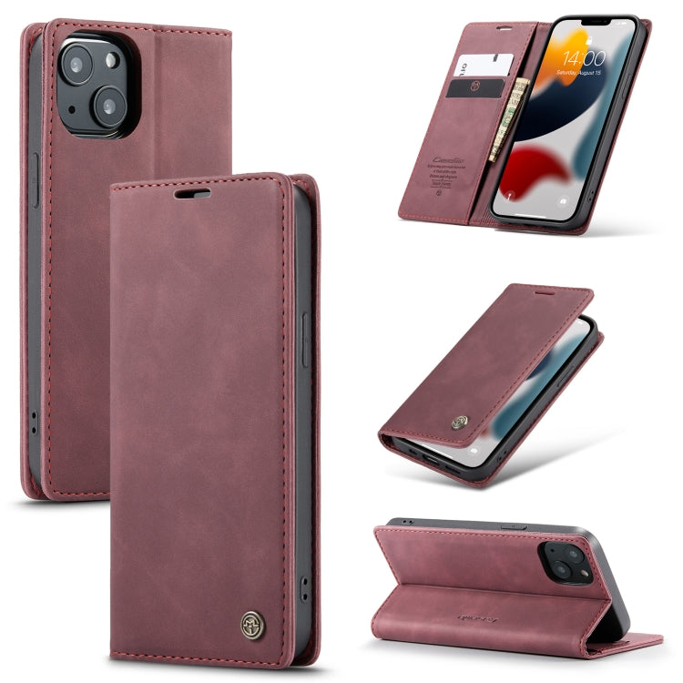 For iPhone 13 mini CaseMe-013 Multifunctional Retro Frosted Horizontal Flip Leather Case with Card Slot & Holder & Wallet (Wine Red) - HoMEdemic™ 