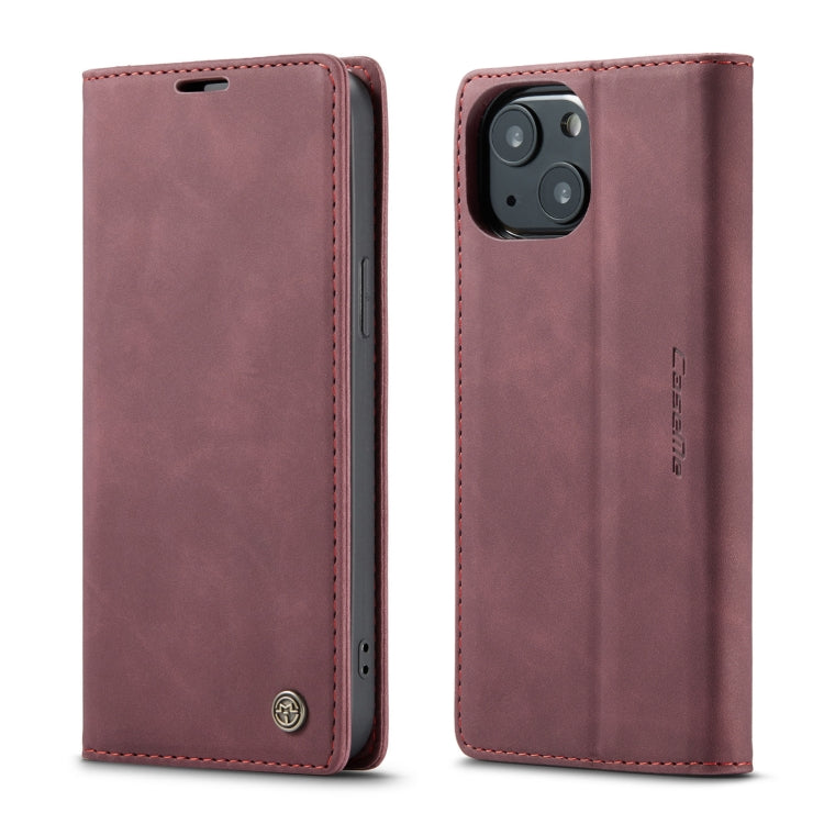 For iPhone 13 mini CaseMe-013 Multifunctional Retro Frosted Horizontal Flip Leather Case with Card Slot & Holder & Wallet (Wine Red) - HoMEdemic™ 