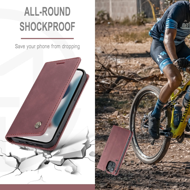 For iPhone 13 mini CaseMe-013 Multifunctional Retro Frosted Horizontal Flip Leather Case with Card Slot & Holder & Wallet (Wine Red) - HoMEdemic™ 
