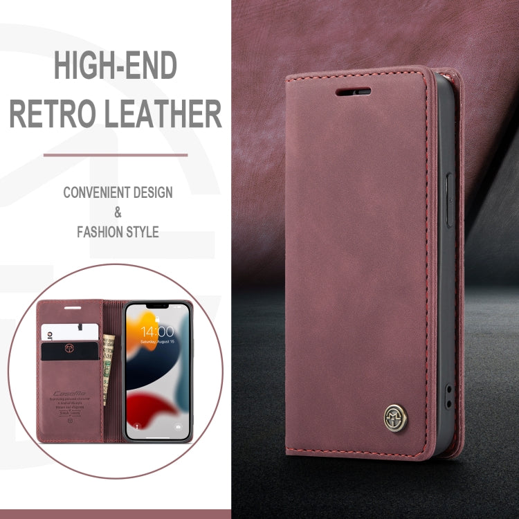 For iPhone 13 mini CaseMe-013 Multifunctional Retro Frosted Horizontal Flip Leather Case with Card Slot & Holder & Wallet (Wine Red) - HoMEdemic™ 