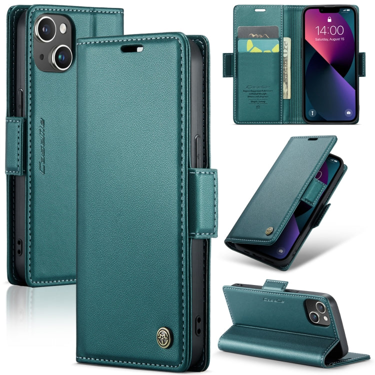 For iPhone 13 mini CaseMe 023 Butterfly Buckle Litchi Texture RFID Anti-theft Leather Phone Case(Pearly Blue) - HoMEdemic™ 