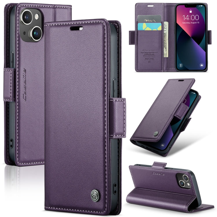 For iPhone 13 mini CaseMe 023 Butterfly Buckle Litchi Texture RFID Anti-theft Leather Phone Case(Pearly Purple) - HoMEdemic™ 