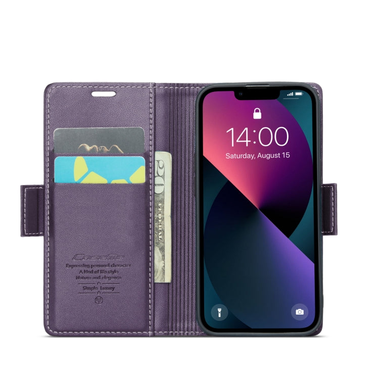 For iPhone 13 mini CaseMe 023 Butterfly Buckle Litchi Texture RFID Anti-theft Leather Phone Case(Pearly Purple) - HoMEdemic™ 