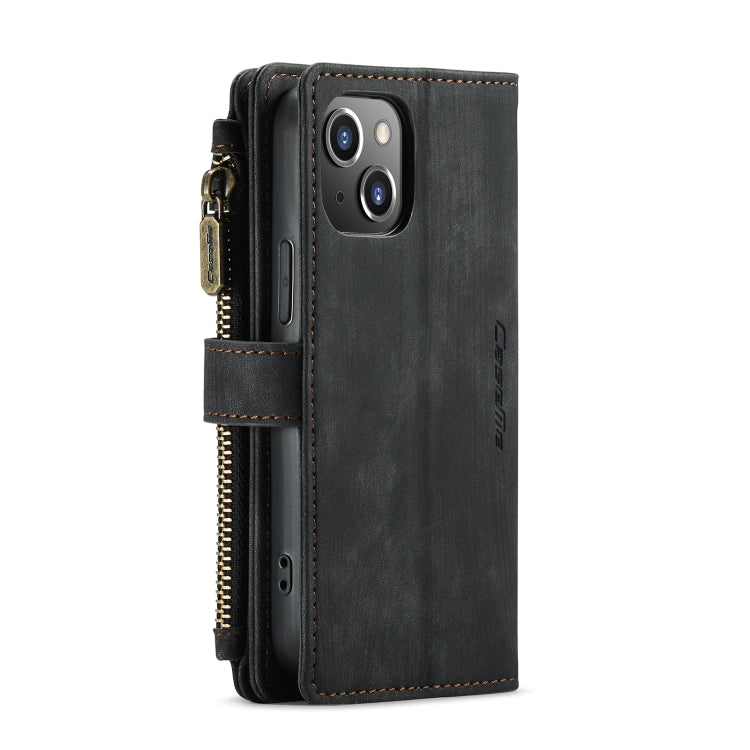 For iPhone 13 mini CaseMe-C30 PU + TPU Multifunctional Horizontal Flip Leather Case with Holder & Card Slot & Wallet & Zipper Pocket (Black) - HoMEdemic™ 