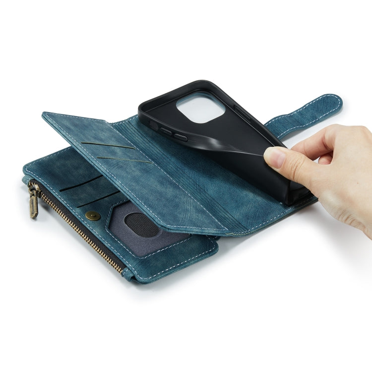 For iPhone 13 mini CaseMe-C30 PU + TPU Multifunctional Horizontal Flip Leather Case with Holder & Card Slot & Wallet & Zipper Pocket (Blue) - HoMEdemic™ 