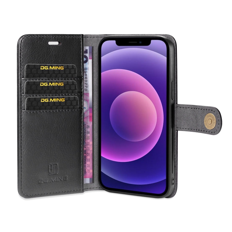 For iPhone 13 mini DG.MING Crazy Horse Texture Flip Detachable Magnetic Leather Case with Holder & Card Slots & Wallet (Black) - HoMEdemic™ 