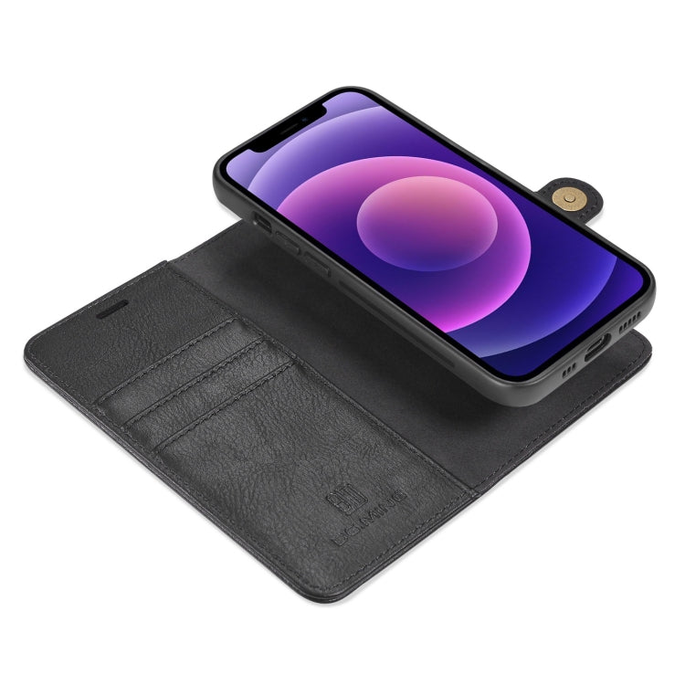 For iPhone 13 mini DG.MING Crazy Horse Texture Flip Detachable Magnetic Leather Case with Holder & Card Slots & Wallet (Black) - HoMEdemic™ 