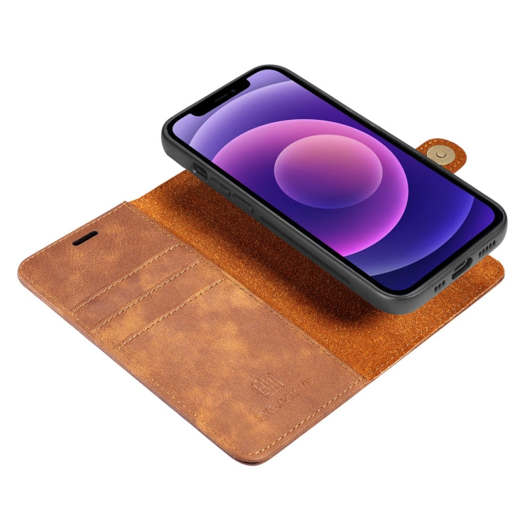 For iPhone 13 mini DG.MING Crazy Horse Texture Flip Detachable Magnetic Leather Case with Holder & Card Slots & Wallet (Brown) - HoMEdemic™ 