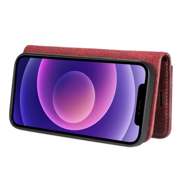 For iPhone 13 mini DG.MING Crazy Horse Texture Flip Detachable Magnetic Leather Case with Holder & Card Slots & Wallet (Red) - HoMEdemic™ 